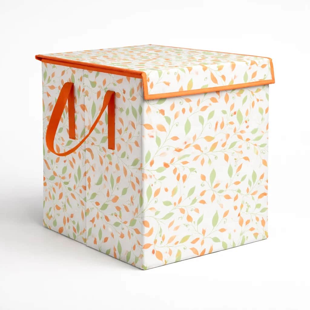 Vekkera Laundry Basket β Premium Floral Foldable Cloth Hamper with Lid & Handles, 40L Capacity