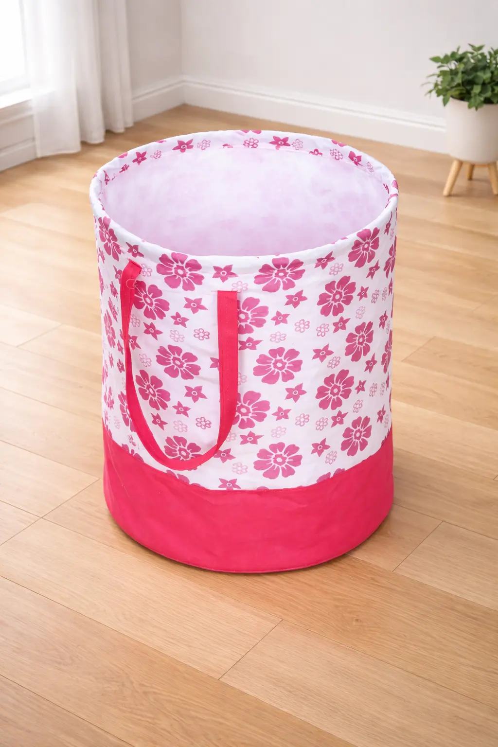 Vekkera Laundry Basket β 45L Foldable Laundry Basket with Floral Design, Durable Fabric Storage Basket