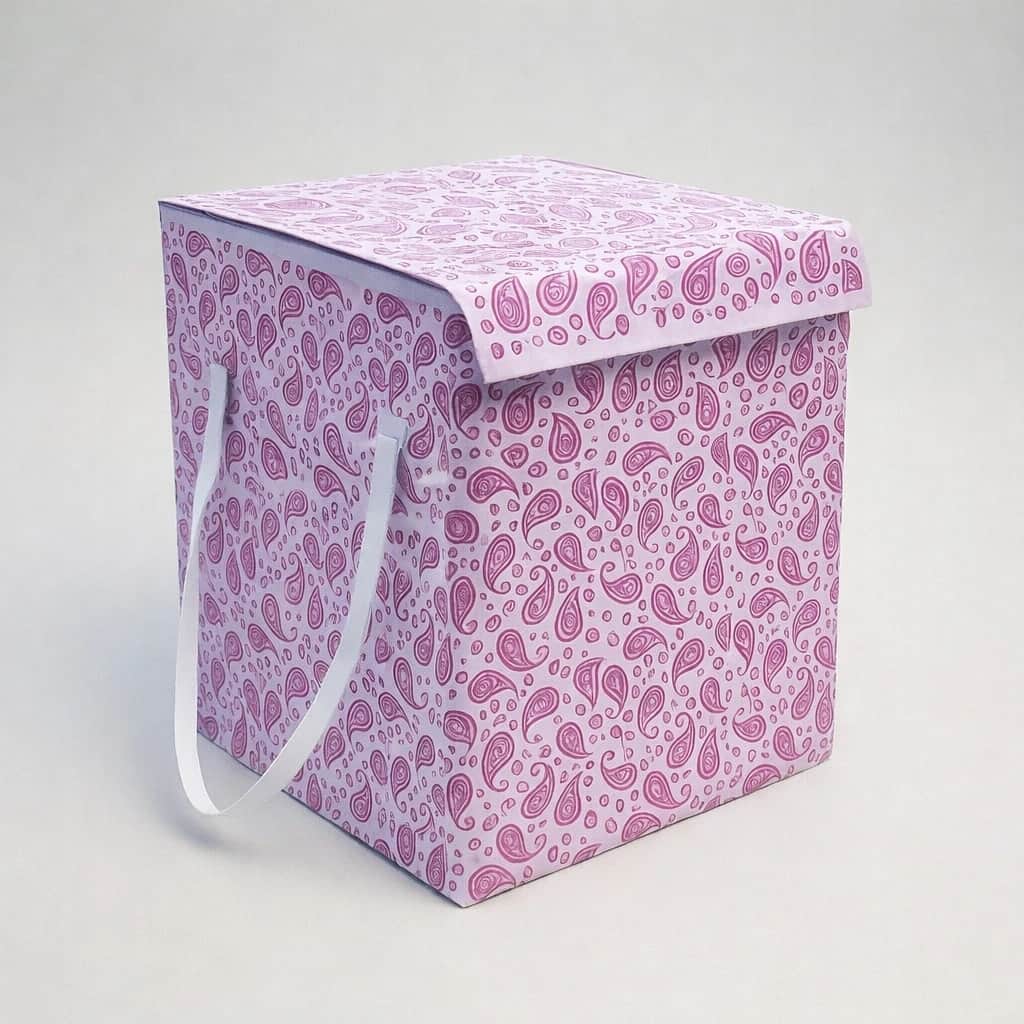Vekkera Laundry Basket β Premium Foldable Fabric Storage Box with Lid & Handles, 40L Capacity (Blue Paisley Design)